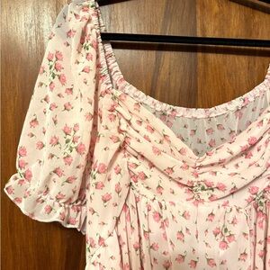 Floral Pink Puff Sleeve Dress